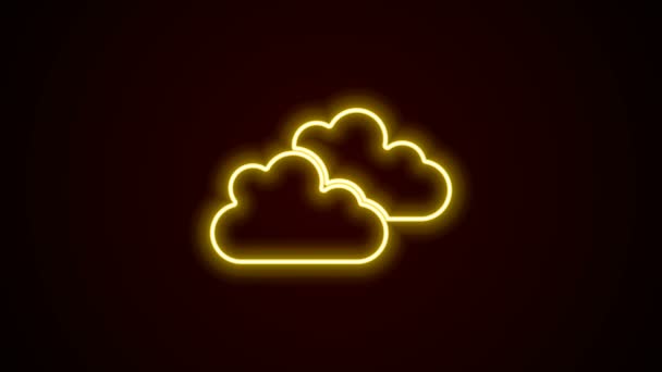 Ragyogó neon vonal Cloud ikon elszigetelt fekete háttérrel. 4K Videó mozgás grafikus animáció — Stock videók