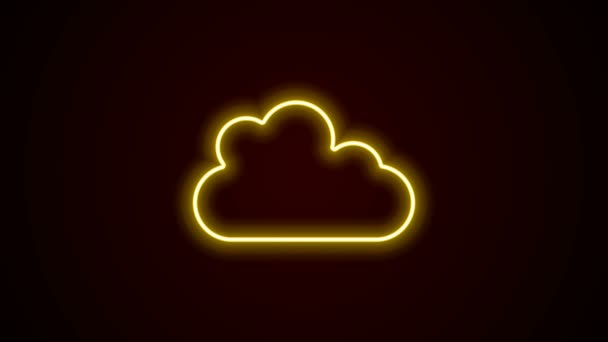 Gloeiende neon lijn Cloud icoon geïsoleerd op zwarte achtergrond. 4K Video motion grafische animatie — Stockvideo