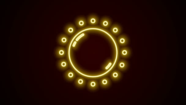 Сяюча неонова лінія піктограма Сонця ізольована на чорному тлі. 4K Відео рух графічна анімація — стокове відео