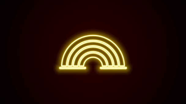 Icono de arco iris de línea de neón brillante aislado sobre fondo negro. Animación gráfica de vídeo 4K — Vídeos de Stock