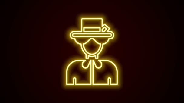 Glowing neon line Silhouette of Queen Elizabeth icon isolated on black background. 4K Video motion graphic animation — Stock Video