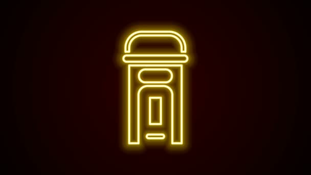 Linea neon luminosa icona della cabina telefonica di Londra isolata su sfondo nero. Classico telefono con cabina inglese a Londra. Casella telefonica inglese. Animazione grafica 4K Video motion — Video Stock