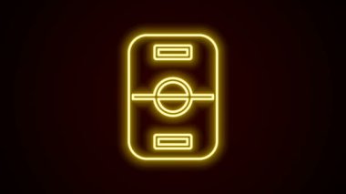Parlayan neon çizgisi Hokey masası simgesi siyah arkaplanda izole edildi. 4K Video hareketli grafik canlandırması