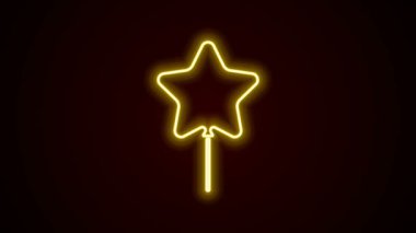 Siyah zemin üzerinde izole edilmiş kurdele ikonu olan parlak neon çizgisi Balon. Mutlu Paskalyalar. 4K Video hareketli grafik canlandırması