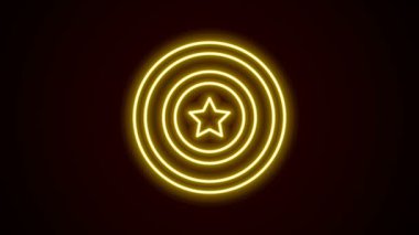 Parlayan neon hattı Amerikan yıldız kalkanı simgesi siyah arkaplanda izole edildi. Amerika Birleşik Devletleri bayrağı. 4 Temmuz. ABD Bağımsızlık Günü. 4K Video hareketli grafik canlandırması