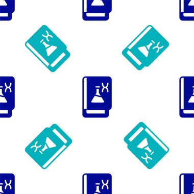 Mavi Genetik Mühendisliği ikonu beyaz arka planda kusursuz desen izole etti. DNA sembolü. Vektör.