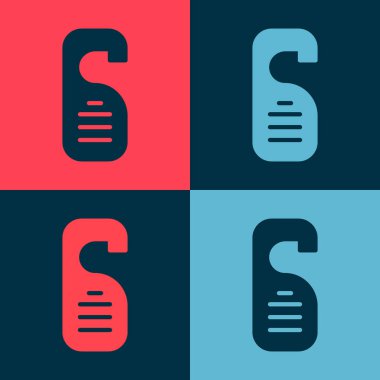 Pop art Lütfen renk arkaplanındaki izole simgeyi rahatsız etmeyin. Otel Kapısı Askısı Etiketleri. Vektör.