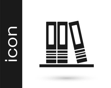 Kağıtları ve evrakları olan Siyah Ofis dosyaları beyaz arkaplanda izole edilmiş. Ofis dosyaları. Dosya arşivleme işareti. Vektör.