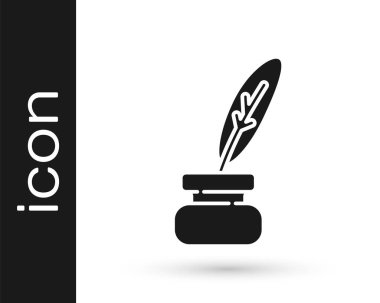 Siyah Tüy ve mürekkep ikonu beyaz arkaplanda izole edilmiş. Vektör.