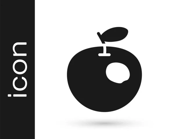 Icône Pomme Génétiquement Modifiée Noire Isolée Sur Fond Blanc Fruits — Image vectorielle