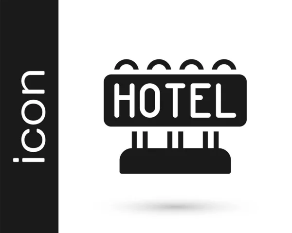 Schwarze Schilder Außenwerbung Mit Text Hotel Symbol Isoliert Auf Weißem — Stockvektor