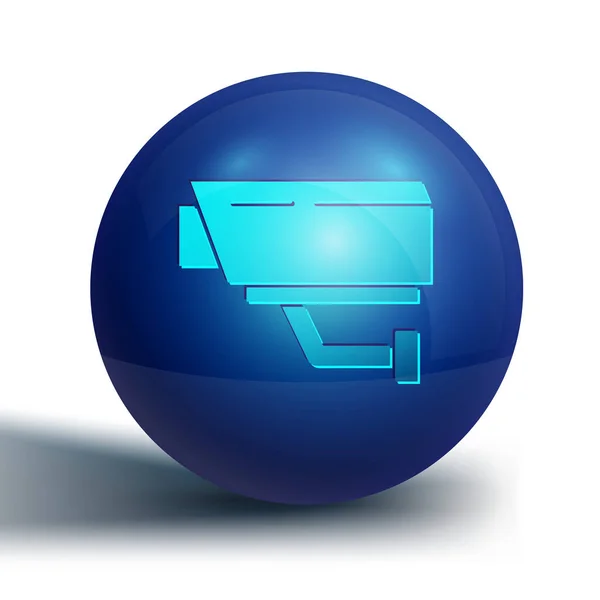 Blauwe Beveiligingscamera Pictogram Geïsoleerd Witte Achtergrond Blauwe Cirkel Knop Vector — Stockvector