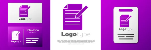 Logotype Icône Document Stylo Isolé Sur Fond Blanc Icône Fichier — Image vectorielle