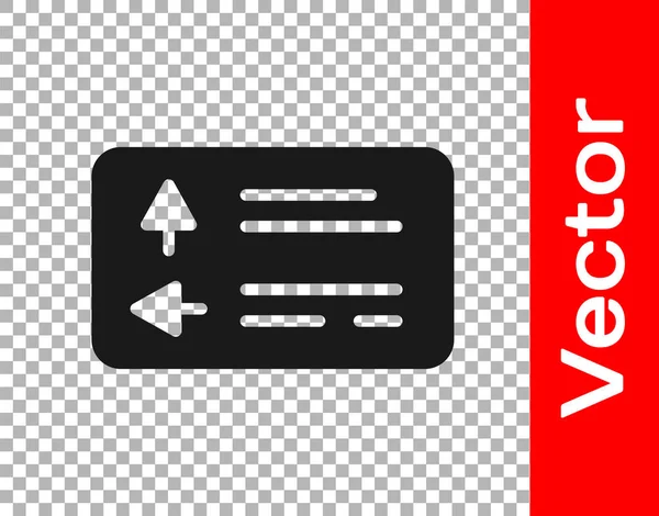 Schwarzes Verkehrszeichen Wegweiser Symbol Isoliert Auf Transparentem Hintergrund Zeigersymbol Straßeninformationsschild — Stockvektor