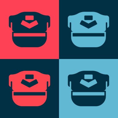 Pop Art Pilot şapka simgesi renk arkaplanında izole edildi. Vektör.