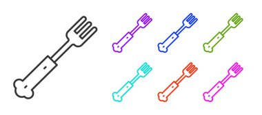 Siyah Fork simgesi beyaz arkaplanda izole edildi. Çatal bıçak sembolü. Simgeleri renklendirin. Vektör.