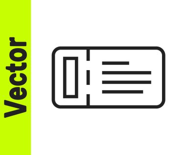 Gemi ikonu ile seyahat için siyah hat Cruise bileti beyaz arka planda izole edildi. Yolcu gemisiyle seyahat edin. Cennete seyahatler. Vektör.