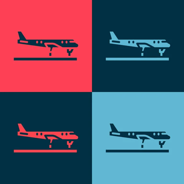 Pop Art Icône Avion Isolé Sur Fond Couleur Icône Avion — Image vectorielle