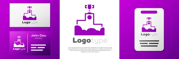 Beyaz Arka Planda Izole Edilmiş Logotype Ödüllü Spor Ödüllü Podyum — Stok Vektör