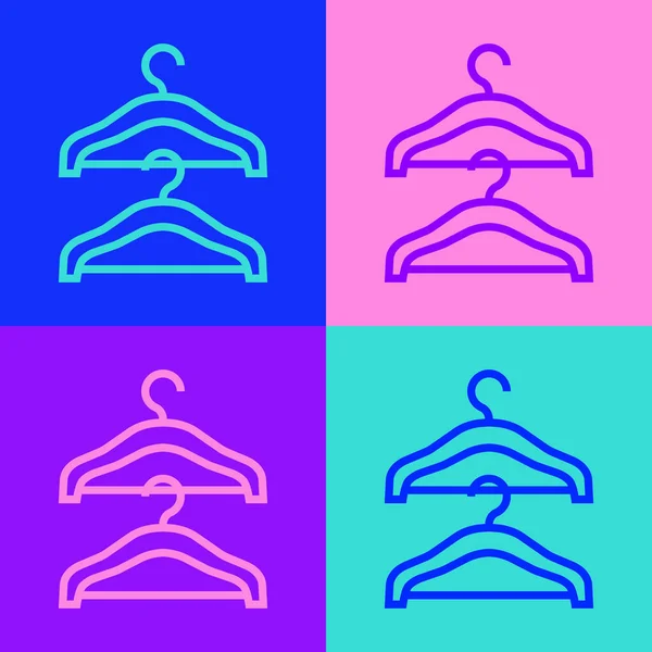 流行艺术线Hanger衣柜图标孤立的色彩背景 衣帽间的图标 服装服务的标志 洗衣店衣架的标志 — 图库矢量图片