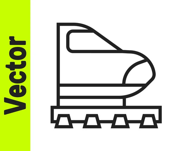Ligne Noire Icône Train Grande Vitesse Isolée Sur Fond Blanc — Image vectorielle