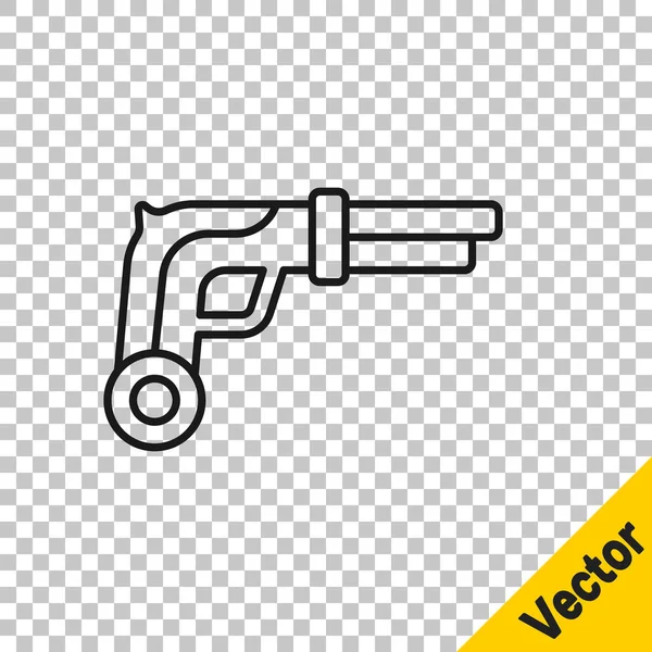 Black Line Vintage Pistols Icon Isolated Transparent Background Ancient Weapon — Stock Vector