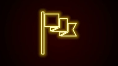 Parlayan neon çizgisi simgesi siyah arkaplanda izole edildi. Yer belirleyici sembol. 4K Video hareketli grafik canlandırması