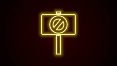 Parlayan neon hattı Protesto simgesi siyah arkaplanda izole edildi. Toplantı, protestocu, grev, konuşma, pankart, protesto pankartı, dilekçe, lider, broşür. 4K Video hareketli grafik canlandırması