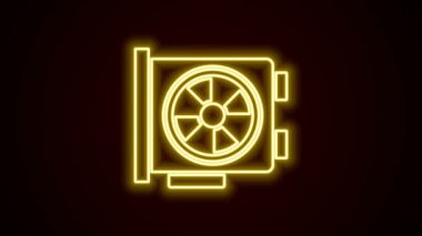 Parlayan neon çizgi görüntü kartı simgesi siyah arkaplanda izole edildi. 4K Video hareketli grafik canlandırması