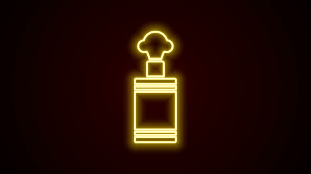 Ragyogó neon vonal Kézigránát ikon elszigetelt fekete háttérrel. Robbanás. 4K Videó mozgás grafikus animáció — Stock videók