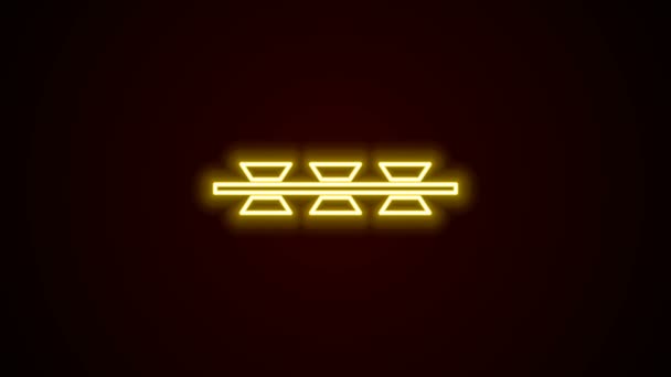 Светящаяся неоновая линия Значок колючей проволоки изолирован на черном фоне. Видеографическая анимация 4K — стоковое видео