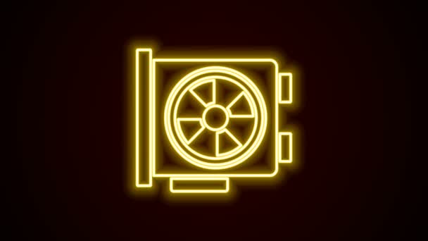 Línea de neón brillante Icono de tarjeta gráfica de vídeo aislado sobre fondo negro. Animación gráfica de vídeo 4K — Vídeos de Stock