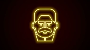 Joseph Stalin 'in parlak neon çizgisi portresi siyah arkaplanda izole edildi. 4K Video hareketli grafik canlandırması