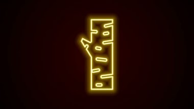 Parlayan neon hattı Birch ağacı simgesi siyah arkaplanda izole edildi. 4K Video hareketli grafik canlandırması