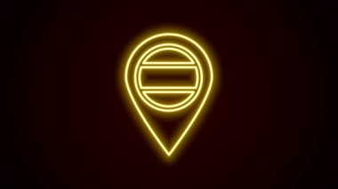 Parlayan neon hattı Rusya konumu simgesi siyah arkaplanda izole edildi. Navigasyon, işaret, konum, harita, GPS, yön, yer, pusula, arama konsepti. 4K Video hareketli grafik canlandırması