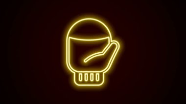 Parlayan neon hattı Noel eldiveni simgesi siyah arka planda izole edildi. 4K Video hareketli grafik canlandırması