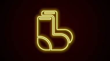 Parlayan neon hattı Valenki simgesi siyah arkaplanda izole edildi. Ulusal Rus kış ayakkabıları. Rusya 'da geleneksel sıcak çizmeler. 4K Video hareketli grafik canlandırması