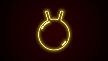 Parlayan neon çizgisi Kettlebell simgesi siyah arkaplanda izole edildi. Spor malzemeleri. 4K Video hareketli grafik canlandırması