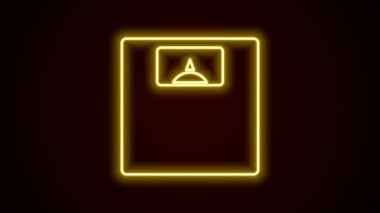 Parlayan neon hattı banyo ölçekli simge siyah arka planda izole edildi. Ağırlık ölçme ekipmanı. Ağırlık ölçeği spor konsepti. 4K Video hareketli grafik canlandırması