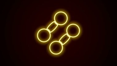 Parlayan neon hattı Dumbbell simgesi siyah arkaplanda izole edildi. Kas kaldırma ikonu, fitness halteri, spor aletleri, egzersiz yaban domuzu. 4K Video hareketli grafik canlandırması
