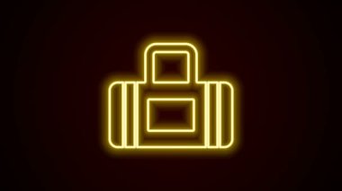 Parlayan neon hattı spor poşeti simgesi siyah arkaplanda izole edildi. 4K Video hareketli grafik canlandırması