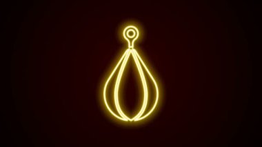 Parlayan neon hattı Kum Torbası simgesi siyah arkaplanda izole edildi. 4K Video hareketli grafik canlandırması