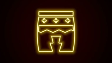 Parlayan neon hattı müzik aleti huehuetl simgesi siyah arkaplanda izole edildi. 4K Video hareketli grafik canlandırması