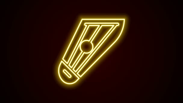 Glowing neon line Musical instrument kankles icon isolated on black background. 4K Video motion graphic animation — Stock Video