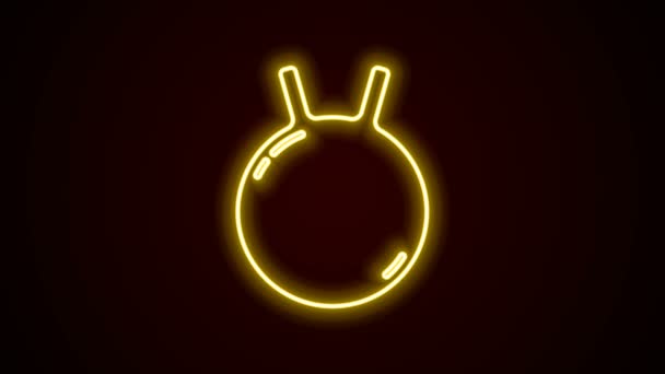 Leuchtendes Neon Line Kettlebell Symbol isoliert auf schwarzem Hintergrund. Sportgeräte. 4K Video Motion Grafik Animation — Stockvideo