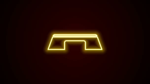 Glowing neon line Step platform icon isolated on black background. 4K Video motion graphic animation — Stock Video