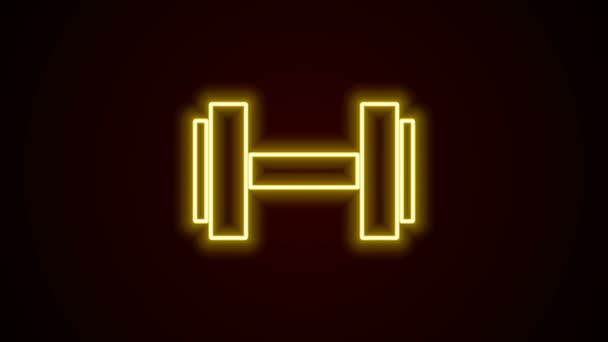 Glowing neon line Ikon Dumbbell terisolasi pada latar belakang hitam. Ikon angkat otot, barbel kebugaran, gym, peralatan olahraga, latihan bumbbell. Animasi grafis gerak Video 4K — Stok Video