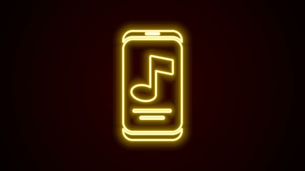 Glödande neon line Musik spelare ikon isolerad på svart bakgrund. Bärbar musikapparat. 4K Video motion grafisk animation — Stockvideo