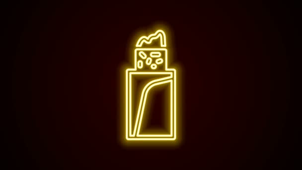 Świecąca neonowa ikona Burrito odizolowana na czarnym tle. Tradycyjne meksykańskie fast foody. 4K Animacja graficzna ruchu wideo — Wideo stockowe