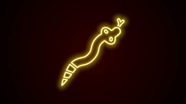 Glödande neon line Orm ikon isolerad på svart bakgrund. 4K Video motion grafisk animation — Stockvideo